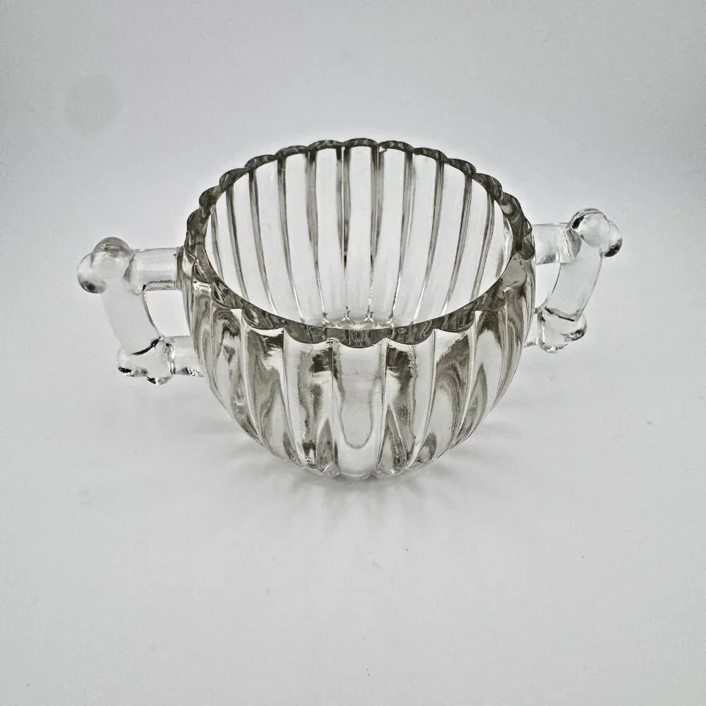 Jeanette Depression Glass National Pattern Open Sugar Bowl Dish Gift Ware Ribbed